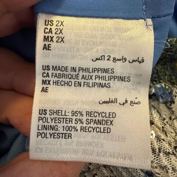 On 34th Women's Blue and pink floral sequin long tank short mini dress Size 2X - Picture 7 of 7